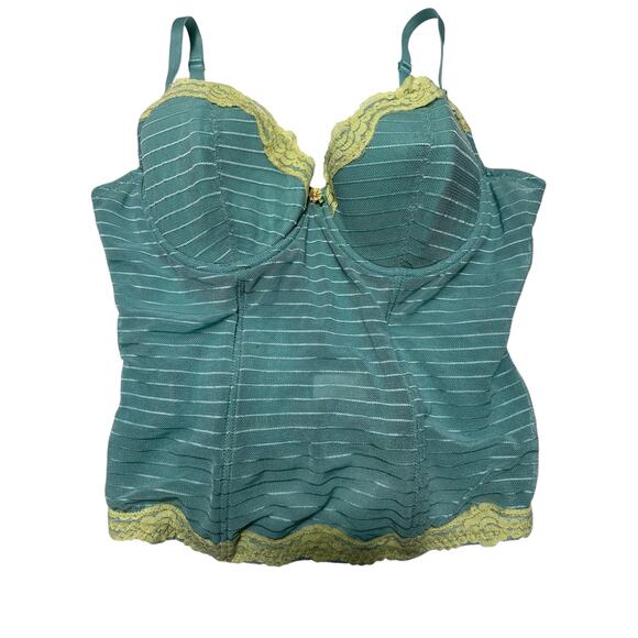 Donna L'oren Blue/Yellow Mesh Corset Tank 36C - Picture 1 of 8